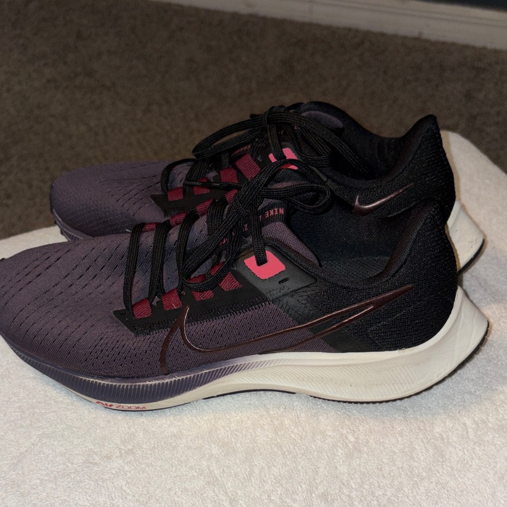 Nike Women's Purple and Black Running Sneakers with Pink Accents